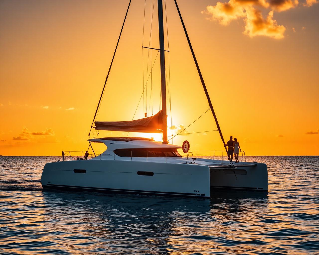 Passeio de catamarã ao pôr do sol